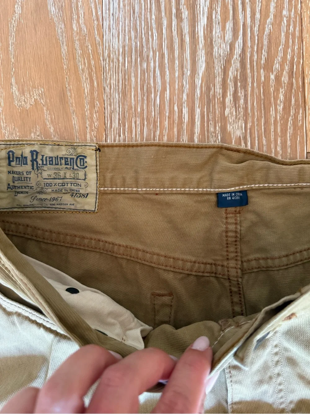 Polo Ralph Lauren Men's Tan Khaki Pants Size 36 Straight Leg Casual Chinos - Picture 2 of 6
